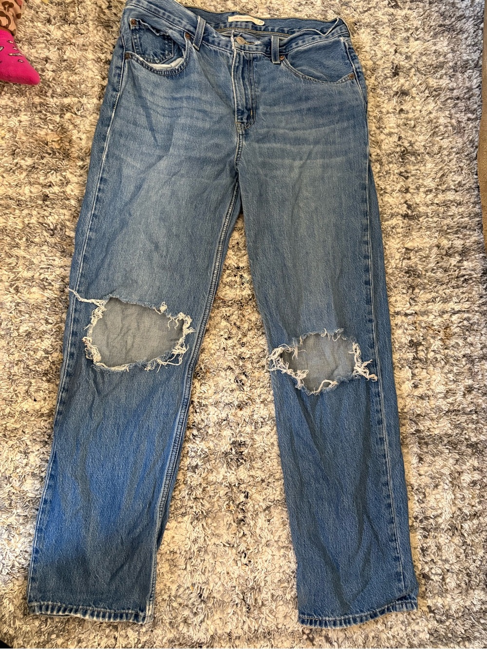 Straight Fit Ripped Blue Jeans - Picture 2 of 4